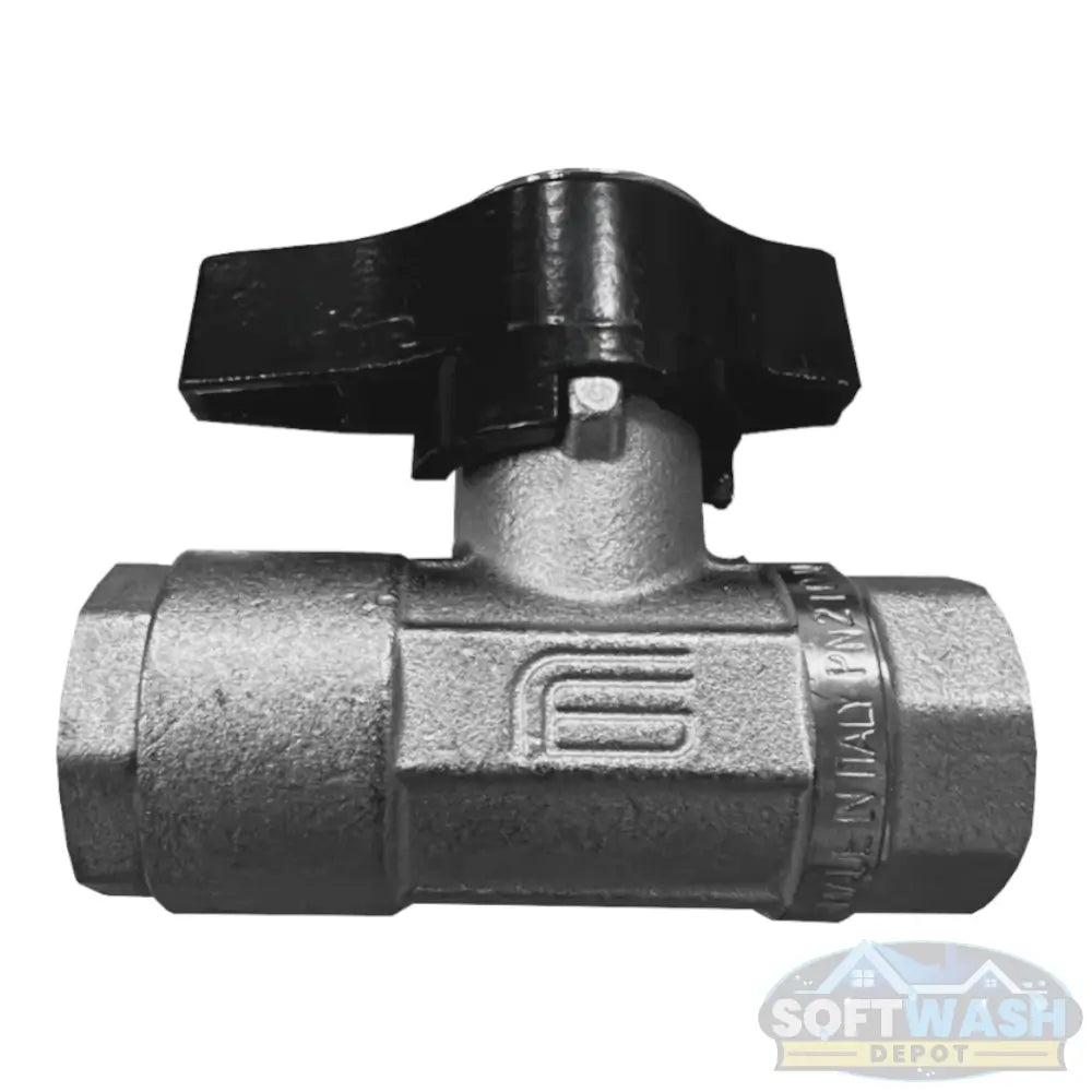 DN15 1/2-inch nickel-plated brass ball valve with black handle, durable corrosion-resistant shut-off valve - Soft Wash Depot.