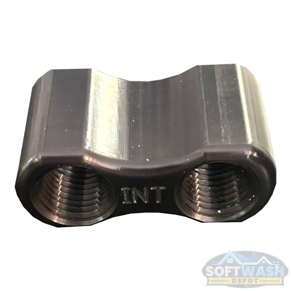 Davis Shooter anodized black 2-tip holder, dual-threaded aluminum fitting for soft wash and pressure washer nozzles - Soft Wash Depot.