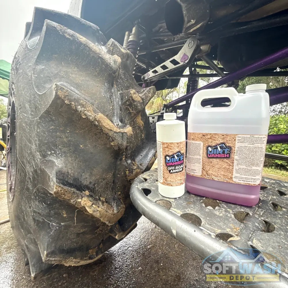 Dirt Vanish Off-Road Armor MAX 1 Gallon - premium shine and protective coating for ATVs, UTVs, dirt bikes, off-road trucks, and heavy equipment. - Soft Wash Depot.