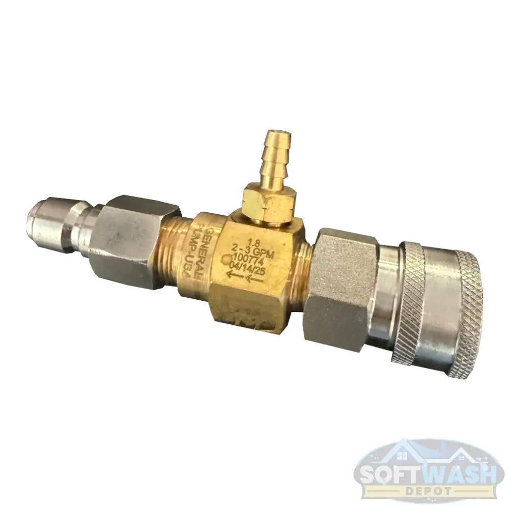 High draw 20% downstream chemical injector by General Pump with stainless quick connects.