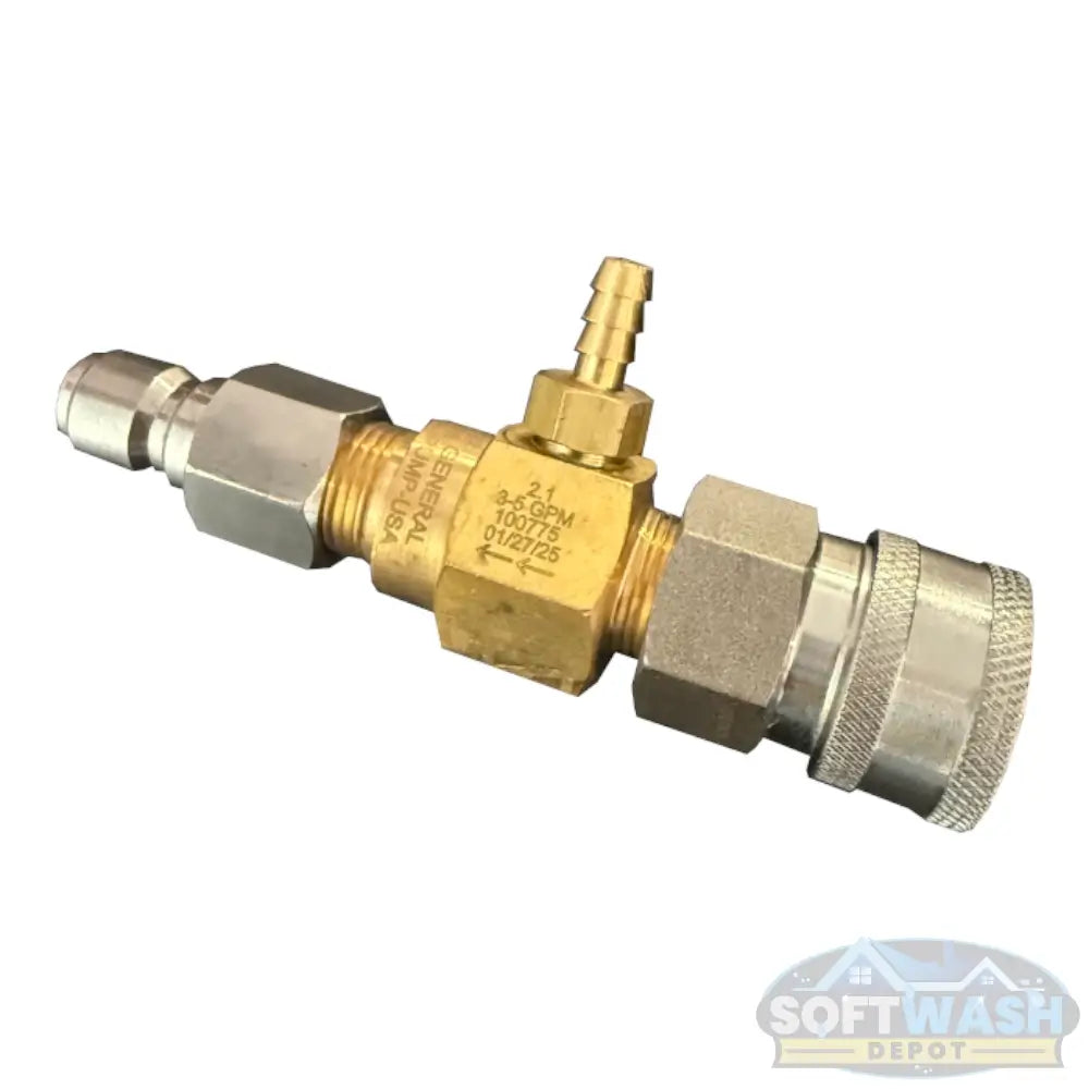 High draw 20% downstream chemical injector by General Pump with stainless quick connects.