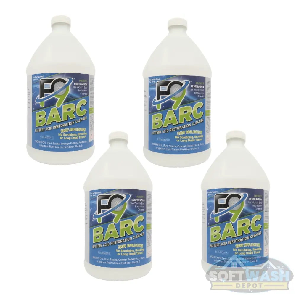 F9 BARC gallon jug battery acid restoration cleaner and rust remover with green and blue label. - Soft Wash Depot.