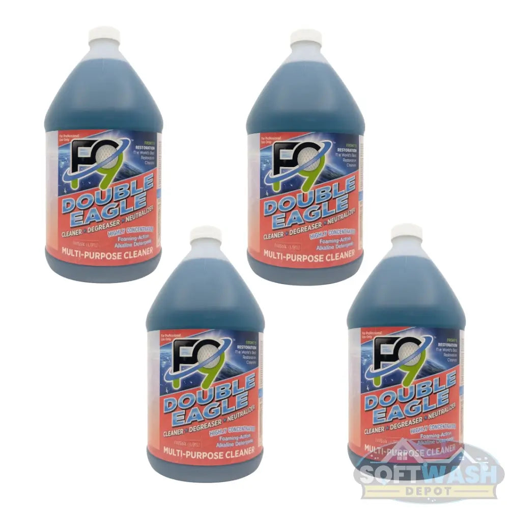 F9 Double Eagle gallon jug multi-purpose cleaner, degreaser, and neutralizer with red and blue label. - Soft Wash Depot.