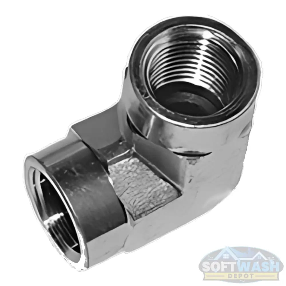 FPT x FPT 90° Steel Elbow Fitting - durable female pipe thread elbow connector made of corrosion-resistant steel for secure and leak-free 90-degree pipe connections - Soft Wash Depot.
