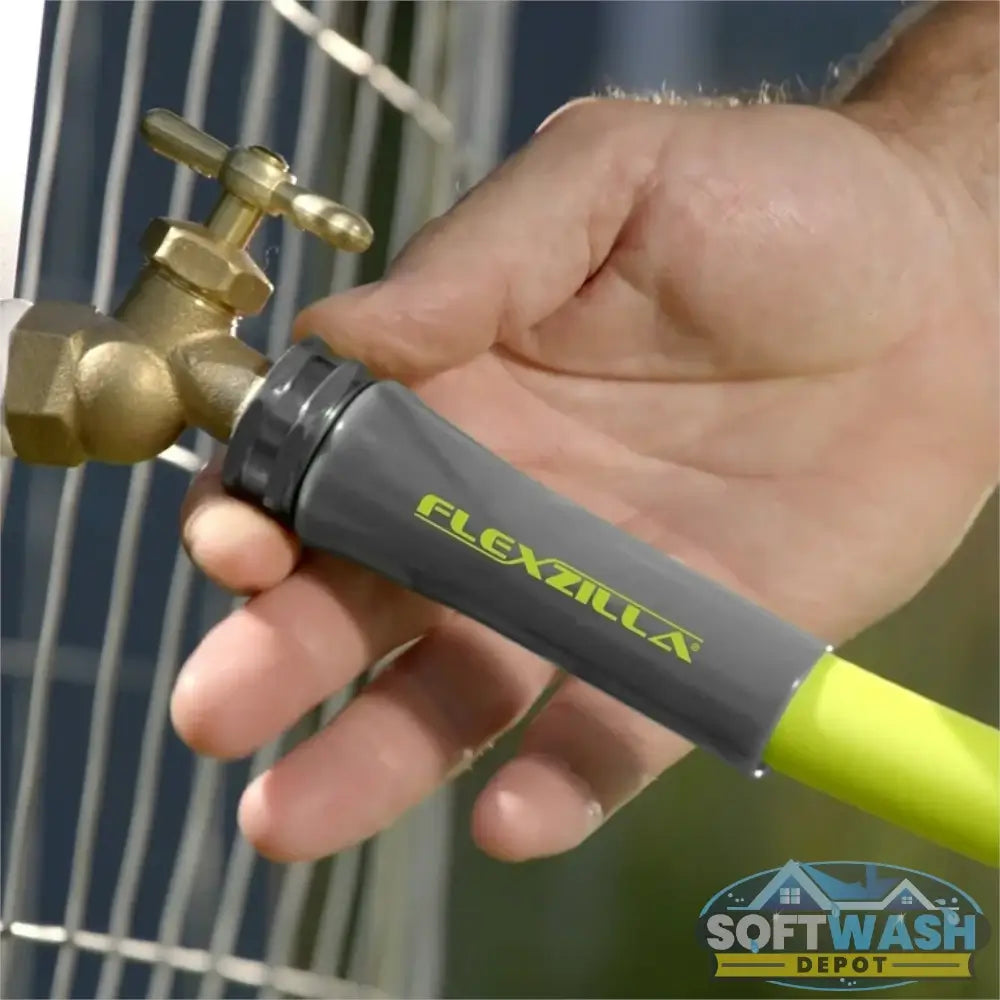 Flexzilla 5/8 inch x 100 foot hybrid polymer garden fill hose in ZillaGreen color. - Soft Wash Depot.