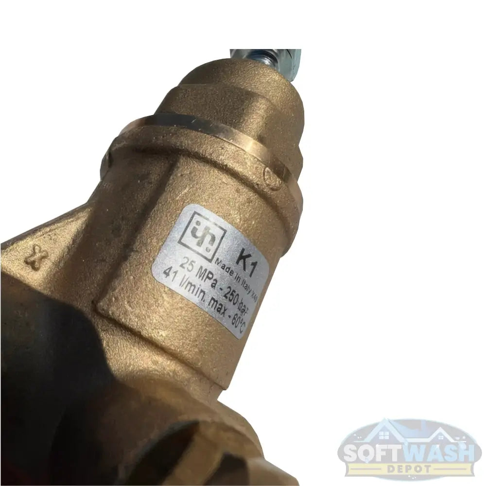 General Pump ZK1 flow-sensitive unloader valve, 2–10 GPM, 3600 PSI max, brass construction for pressure washer systems - Soft Wash Depot.