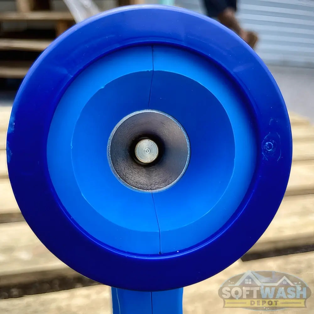 General Pump blue soft wash gun with ergonomic grip and chemical-resistant design for roof cleaning, siding wash, and low-pressure detergent application. - Soft Wash Depot