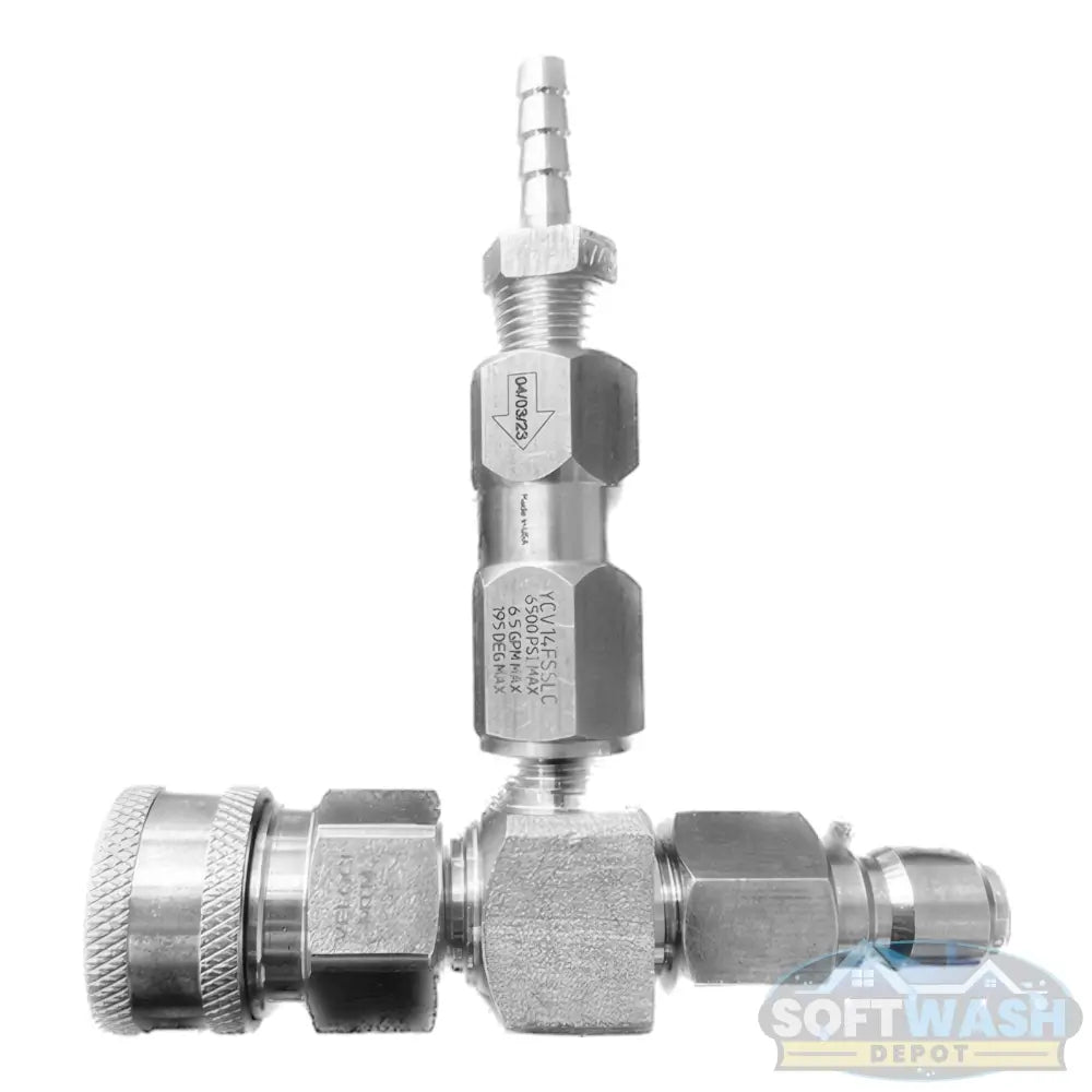 General Pump forged stainless steel chemical injector with check valve for pressure washers. - Soft Wash Depot