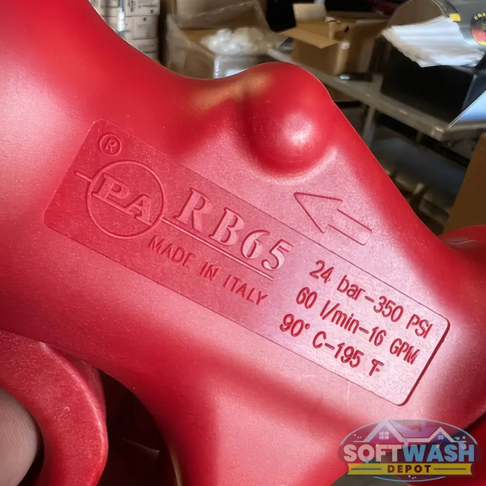 General Pump YG1635S red high-flow soft wash gun with ergonomic handle and chemical-resistant body. - Soft Wash Depot