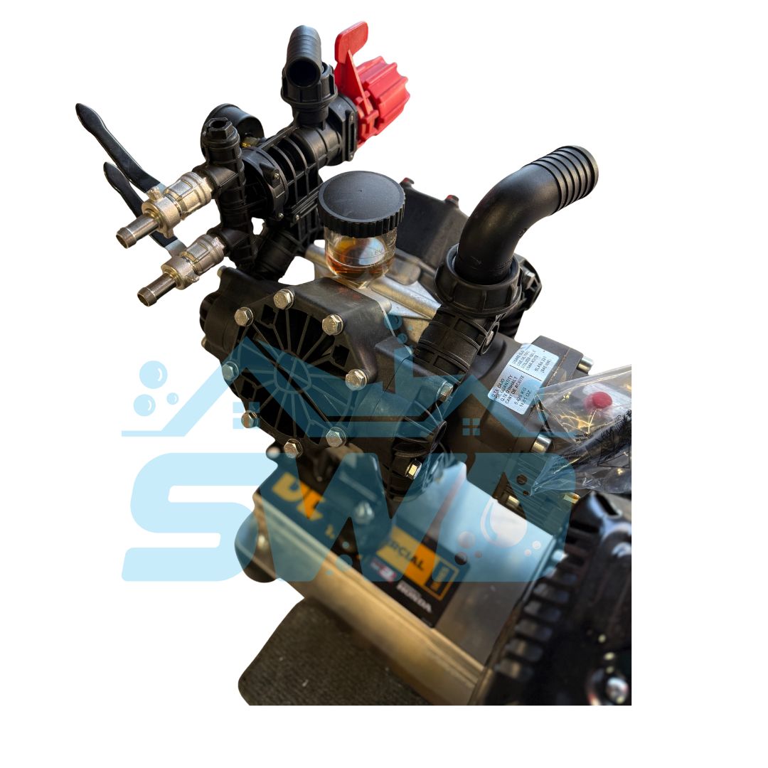 AR 60 soft wash skid with Honda GX200 engine featuring Annovi Reverberi AR45LFP pump, stainless steel skid plate, and high-flow 15 GPM soft wash system for professional cleaning applications. - Soft Wash Depot