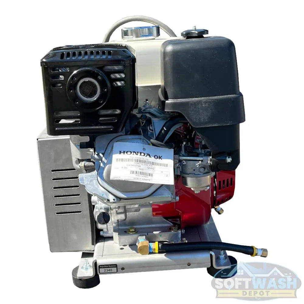 Honda GX390 Belt Drive with 5.5 GPM 3000 PSI General Pump mounted on aluminum skid - professional-grade pressure washer setup for soft wash and power wash applications - Soft Wash Depot.