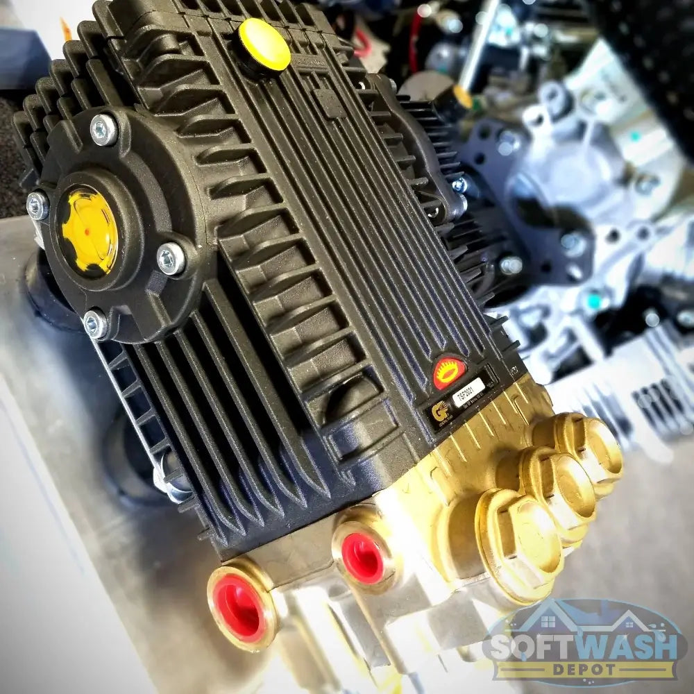 Honda GX690 with General Pump 8GPM @ 3500 PSI SWD Gear Drive - commercial-grade pressure washer engine and pump assembly mounted on stainless steel skid for soft wash and power wash systems - Soft Wash Depot.
