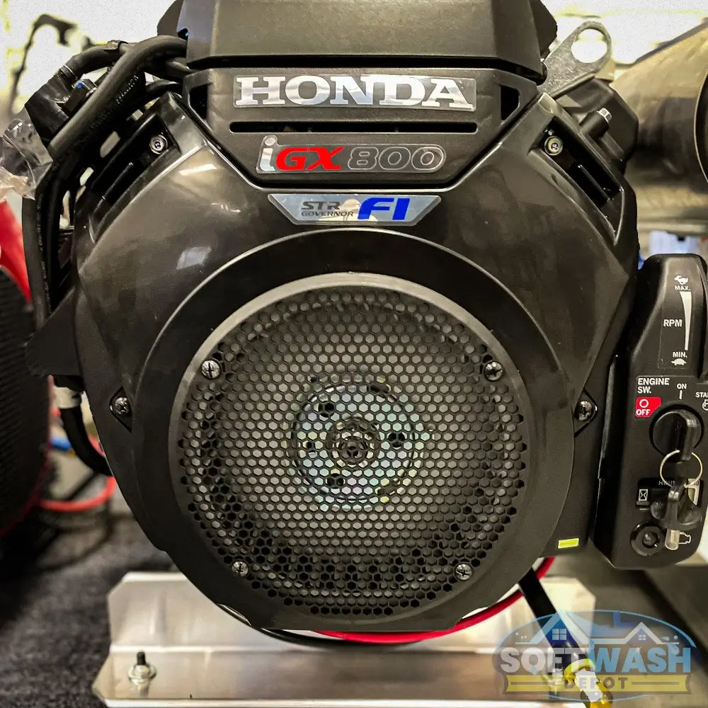 Honda iGX800 Gear Drive with 10 GPM General Pump Pressure Washer - commercial-grade fuel-injected power washer setup featuring durable gear drive system and aluminum base for professional soft wash and pressure washing applications - Soft Wash Depot.
