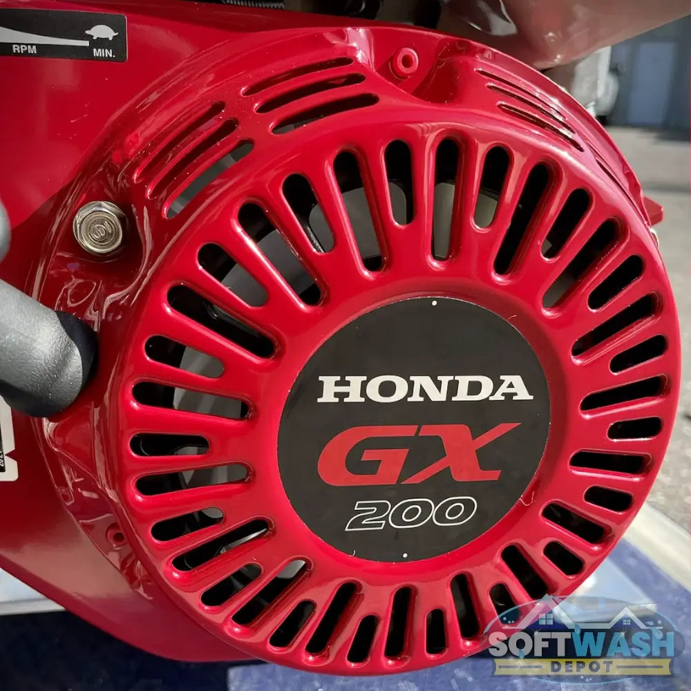 Honda engine with AR45 softwash pump skid system for professional roof and exterior cleaning. - Soft Wash Depot.
