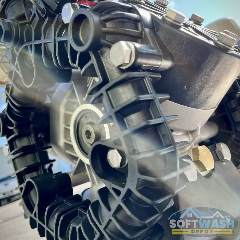 Honda engine with AR45 softwash pump skid system for professional roof and exterior cleaning. - Soft Wash Depot.