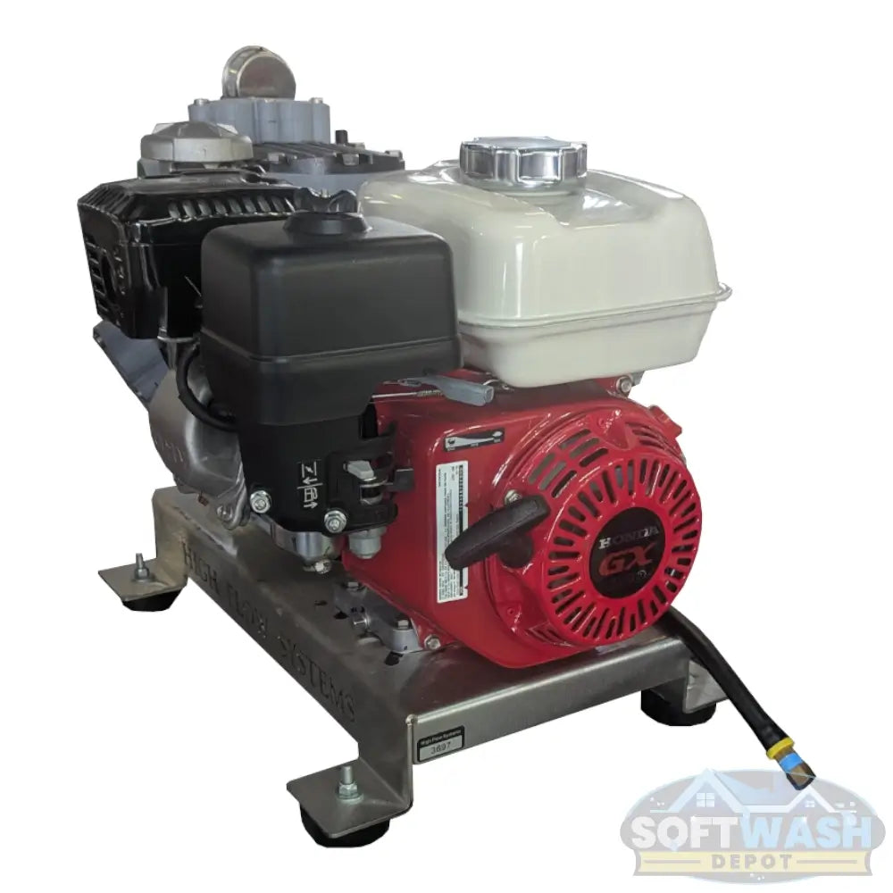 Honda with Comet P40 Softwash Skid - New Version - professional soft wash system featuring a Honda engine and Comet P40 pump mounted on a high-flow aluminum skid for durable and efficient cleaning. - Soft Wash Depot