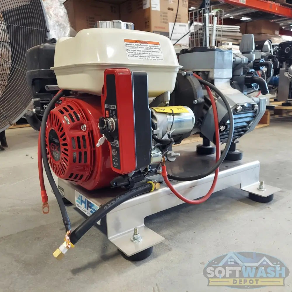 Honda with Comet P40 Softwash Skid - New Version - professional soft wash system featuring a Honda engine and Comet P40 pump mounted on a high-flow aluminum skid for durable and efficient cleaning. - Soft Wash Depot
