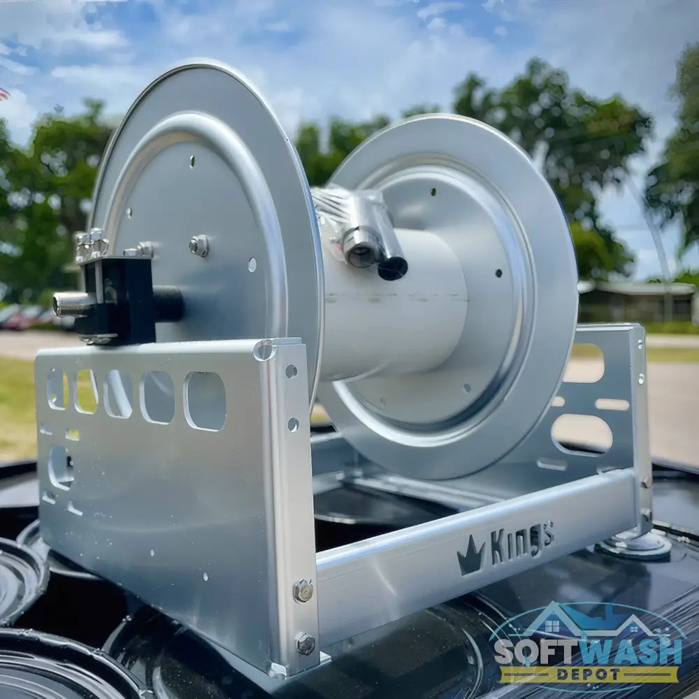 Kings Hose Reel 12in Aluminum Manual Hose Reel w/ SS 1/2" Manifold