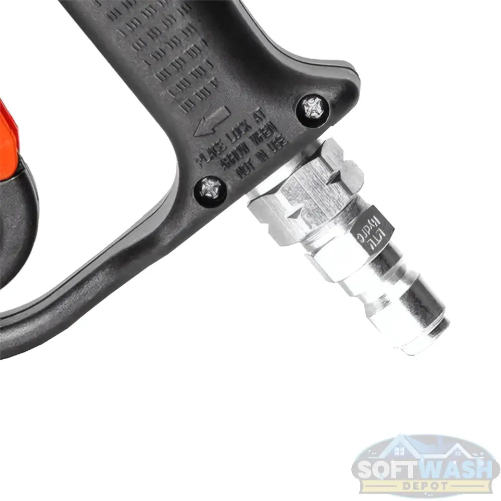 M407 spray gun with quick-connect plug inlet, ergonomic trigger handle, and durable construction for pressure washing and soft wash systems - Soft Wash Depot.