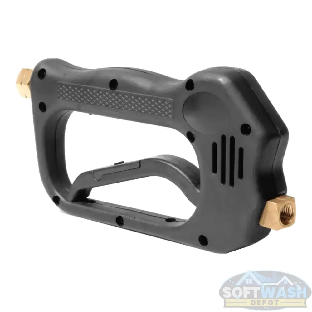 MTM Hydro inline spray gun with ergonomic grip and brass fittings for pressure washing and soft washing equipment - Soft Wash Depot.