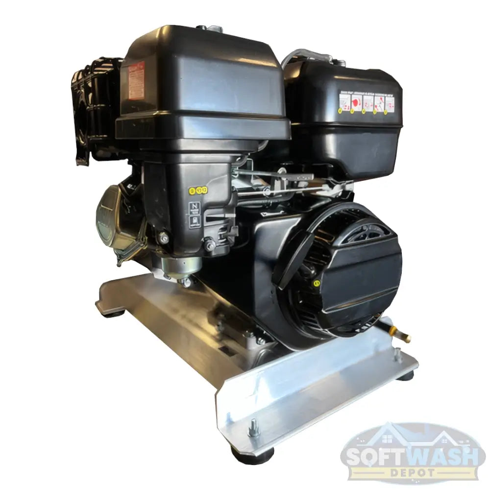 Manatee gear-drive 5.5 GPM 3000 PSI pressure washer with CRX420 engine and General Pump mounted on aluminum skid. - Soft Wash Depot