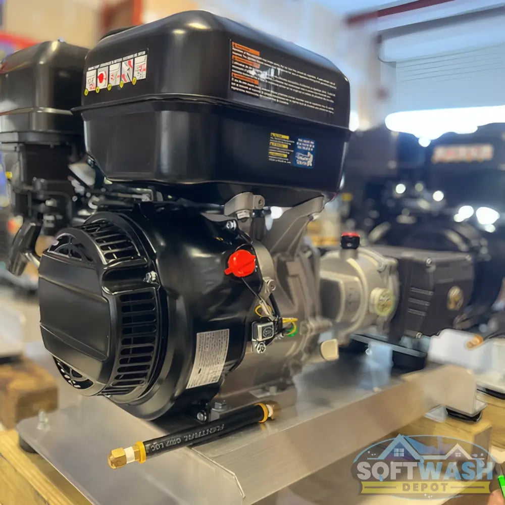 Manatee gear-drive 5.5 GPM 3000 PSI pressure washer with CRX420 engine and General Pump mounted on aluminum skid. - Soft Wash Depot