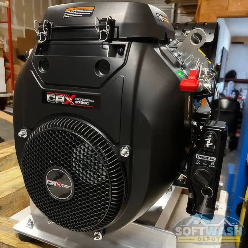 Manatee gear-drive pressure washer system featuring a CRX 680cc engine and General Pump mounted on aluminum skid. - Soft Wash Depot.