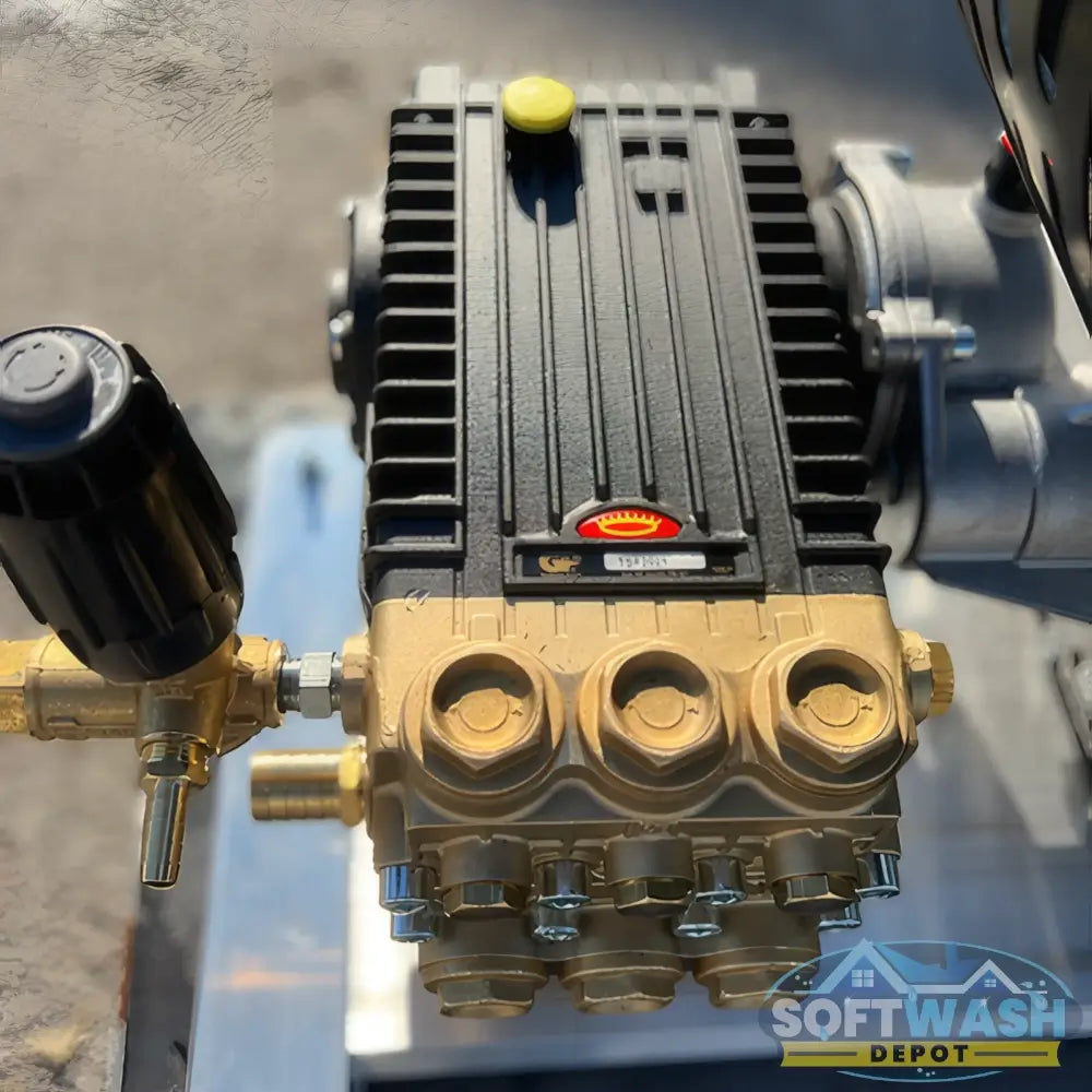 Manatee gear-drive pressure washer system featuring a CRX 680cc engine and General Pump mounted on aluminum skid. - Soft Wash Depot.