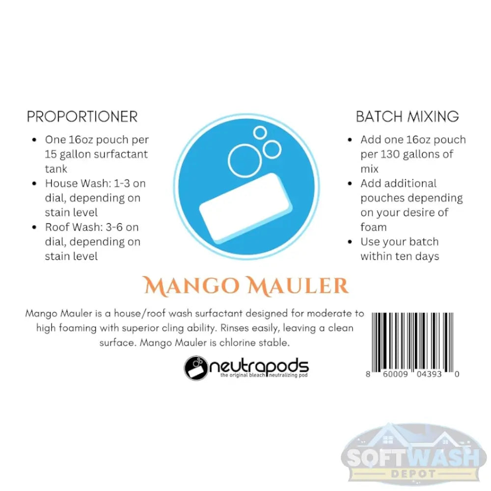 Mango Mauler Neutrapods Soft Wash Surfactant 16oz & 80oz Pouches