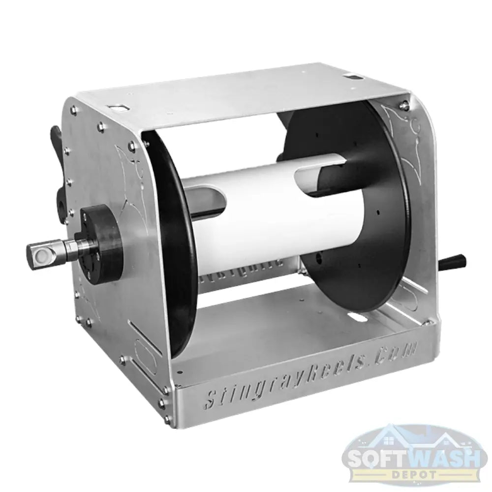 Manta 15" Manual Stingray Aluminum & Stainless Hose Reel w/ 3/4" Swivel - Soft Wash Depot.