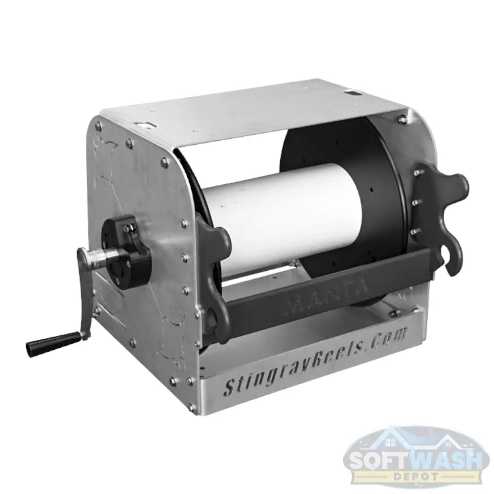 Manta 15" Manual Stingray Aluminum & Stainless Hose Reel w/ 3/4" Swivel - Soft Wash Depot.