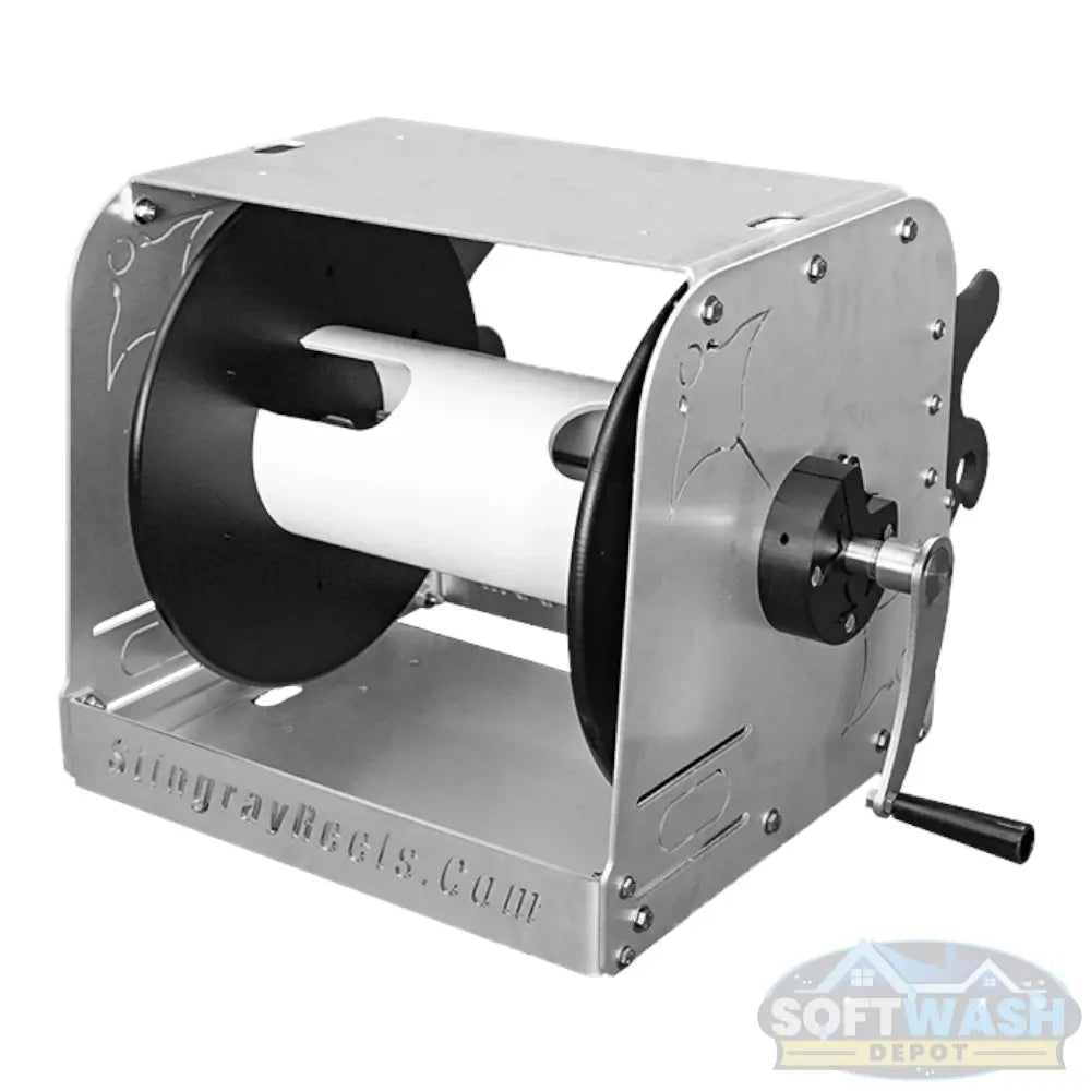 Manta 15" Manual Stingray Aluminum & Stainless Hose Reel w/ 3/4" Swivel - Soft Wash Depot.