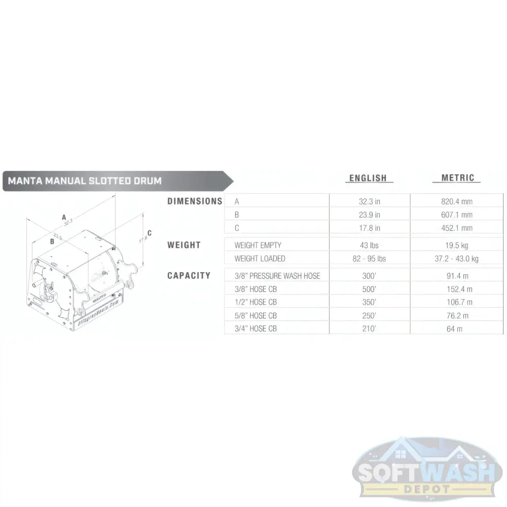 Manta 15" Manual Stingray Aluminum & Stainless Hose Reel w/ 3/4" Swivel - Soft Wash Depot.