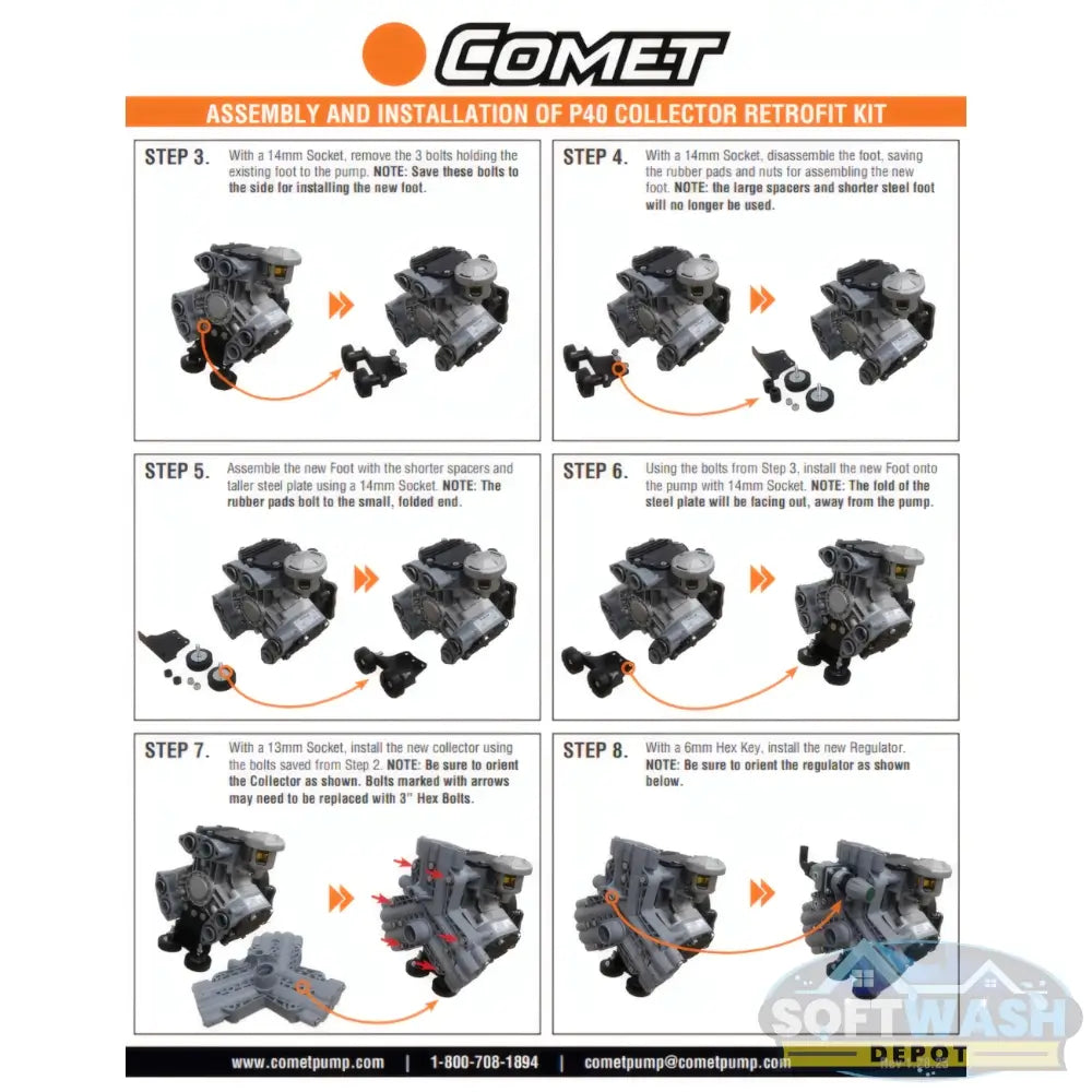 Comet P40 collector retrofit kit for gas engines installation guide - Soft Wash Depot.