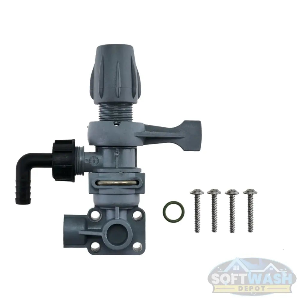 P40 Regulator Kit Complete 1204.0712 #102 - full replacement regulator assembly for Comet P40 pump, includes housing, adjustment knob, screws, and O-ring for reliable pressure control and leak-free performance - Soft Wash Depot.
