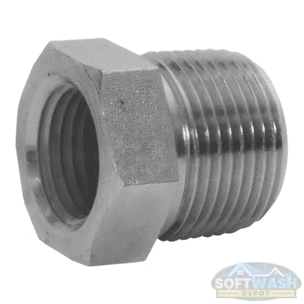 Plated Steel Hex Reducing Bushing - 3000 PSI rated fitting for pressure washer and soft wash systems, corrosion-resistant hex design for reliable threaded connections - Soft Wash Depot.