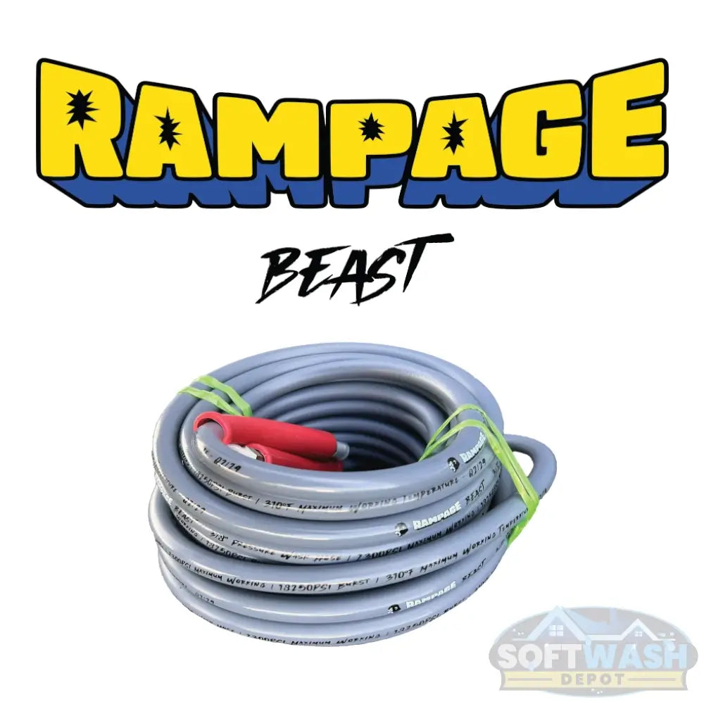 RAMPAGE BEAST 🦍 Smooth Gray 3/8" Double Wire 7300 PSI 310 Degree Pressure Wash Hose