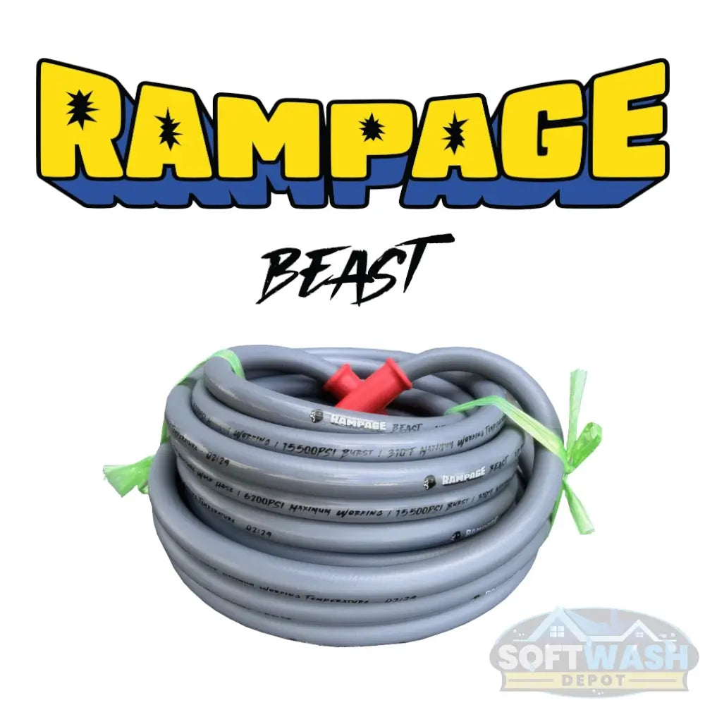 RAMPAGE BEAST 🦍 Smooth Gray 1/2" Double Wire 6200 PSI Pressure Wash Hose