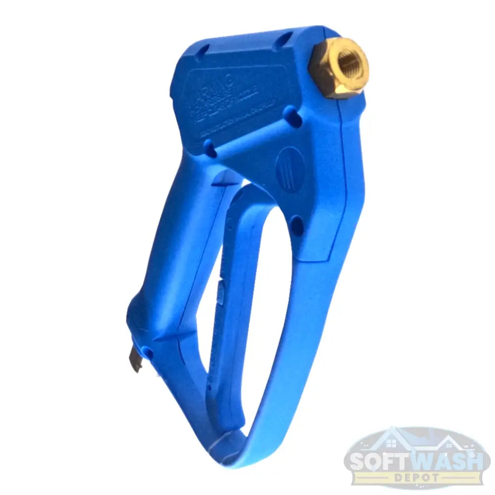 ST-2305 Suttner Blue Spray Gun 5000 PSI Easy Pull - professional high-pressure trigger gun with ergonomic blue handle and brass fittings for pressure washing and soft wash applications - Soft Wash Depot.