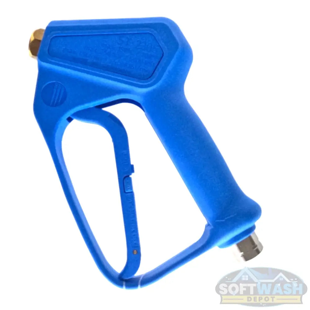 ST-2305 Suttner Blue Spray Gun 5000 PSI Easy Pull - professional high-pressure trigger gun with ergonomic blue handle and brass fittings for pressure washing and soft wash applications - Soft Wash Depot.