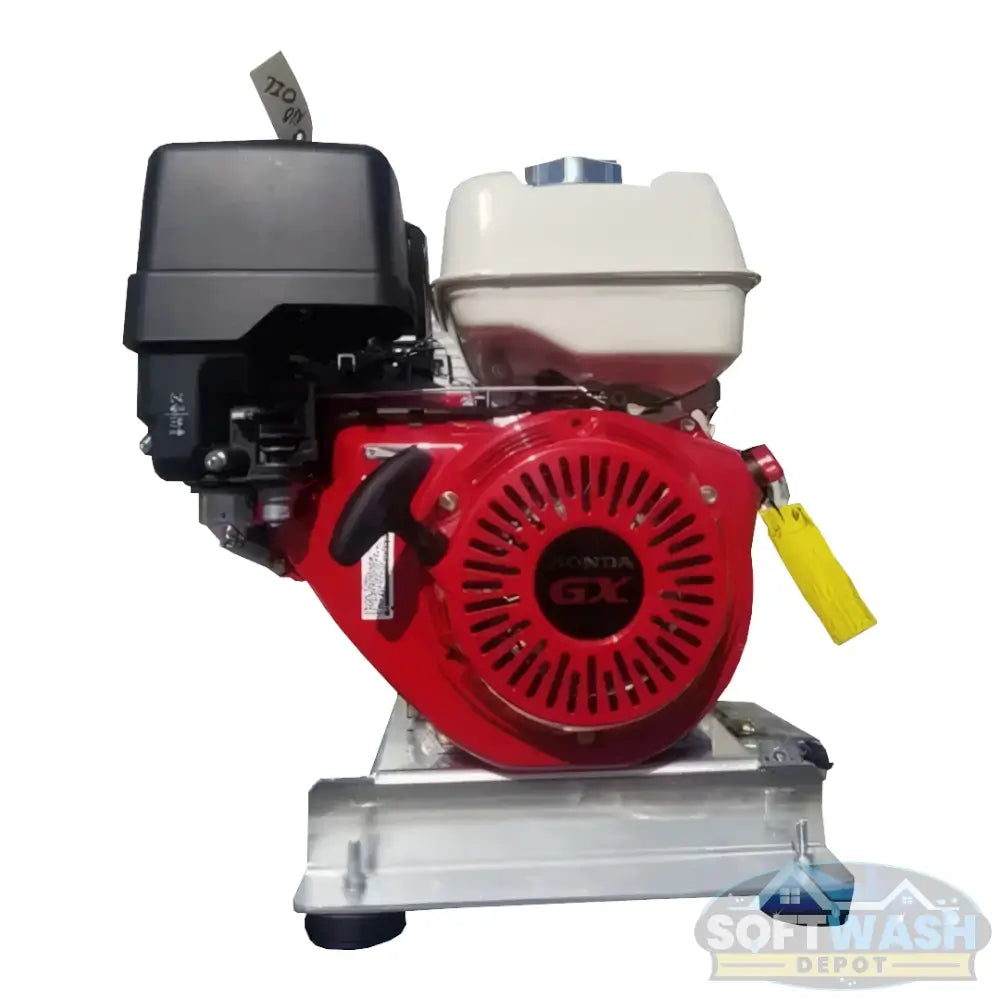 SWD 5.5 GPM at 3000 PSI Gear Drive Honda GX390 with Comet Pump Electric Start Skid - professional pressure washer unit with high-performance Honda engine, gear-driven Comet pump, aluminum skid mount, and included accessories - Soft Wash Depot product photo.