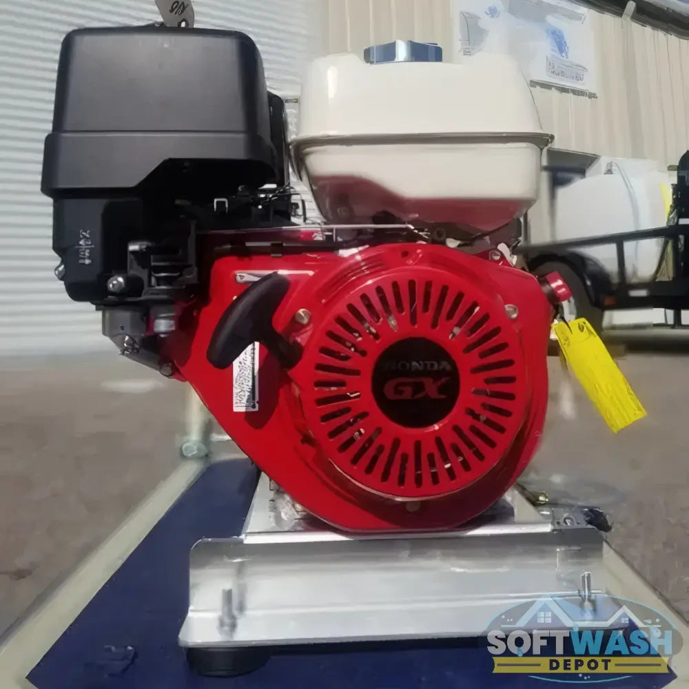 SWD 5.5 GPM at 3000 PSI Gear Drive Honda GX390 with Comet Pump Electric Start Skid - professional pressure washer unit with high-performance Honda engine, gear-driven Comet pump, aluminum skid mount, and included accessories - Soft Wash Depot product photo.