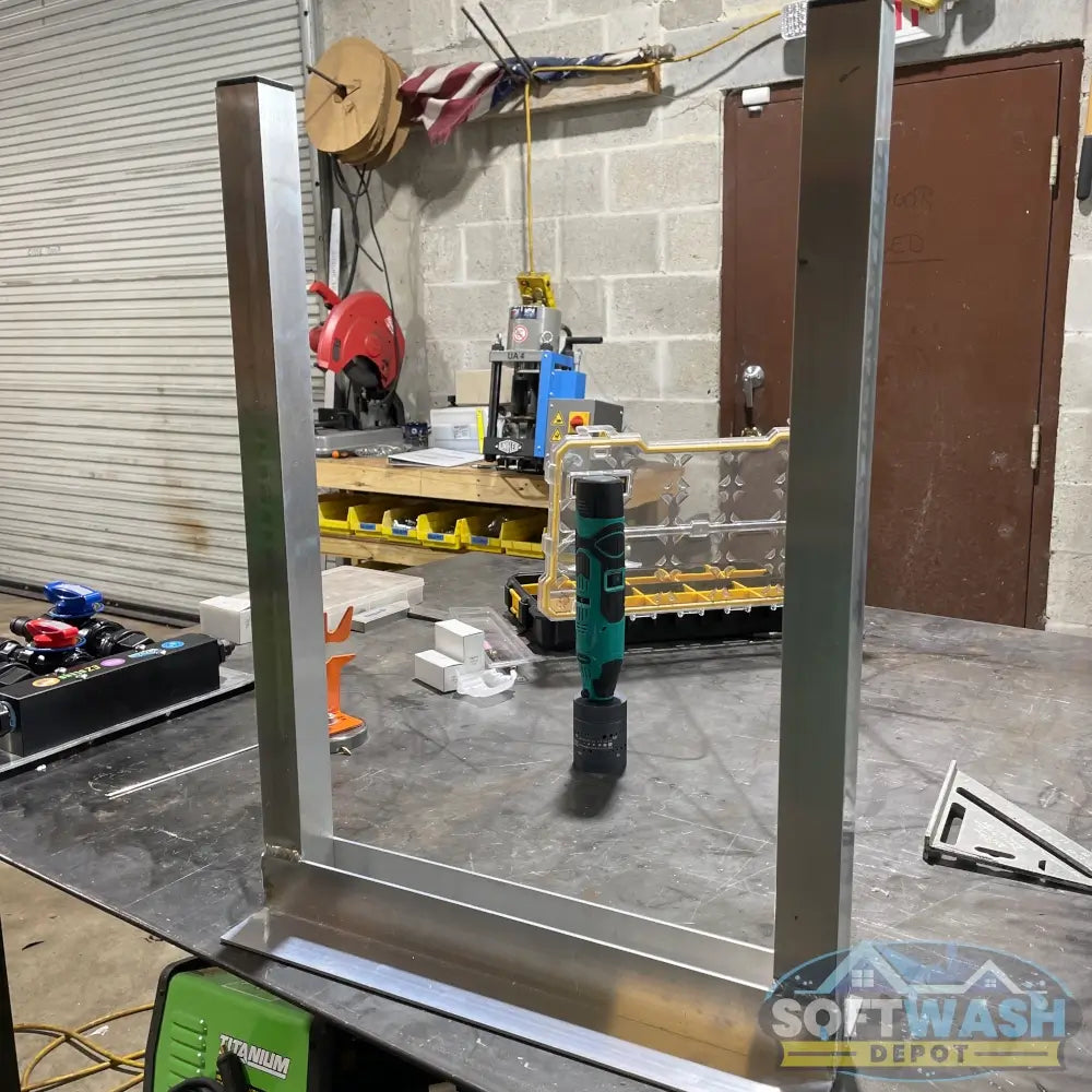 SWD Aluminum Stand for Mixing Proportioners - durable, lightweight stand designed to hold proportioner systems for soft wash setups - Made in the USA - Soft Wash Depot.