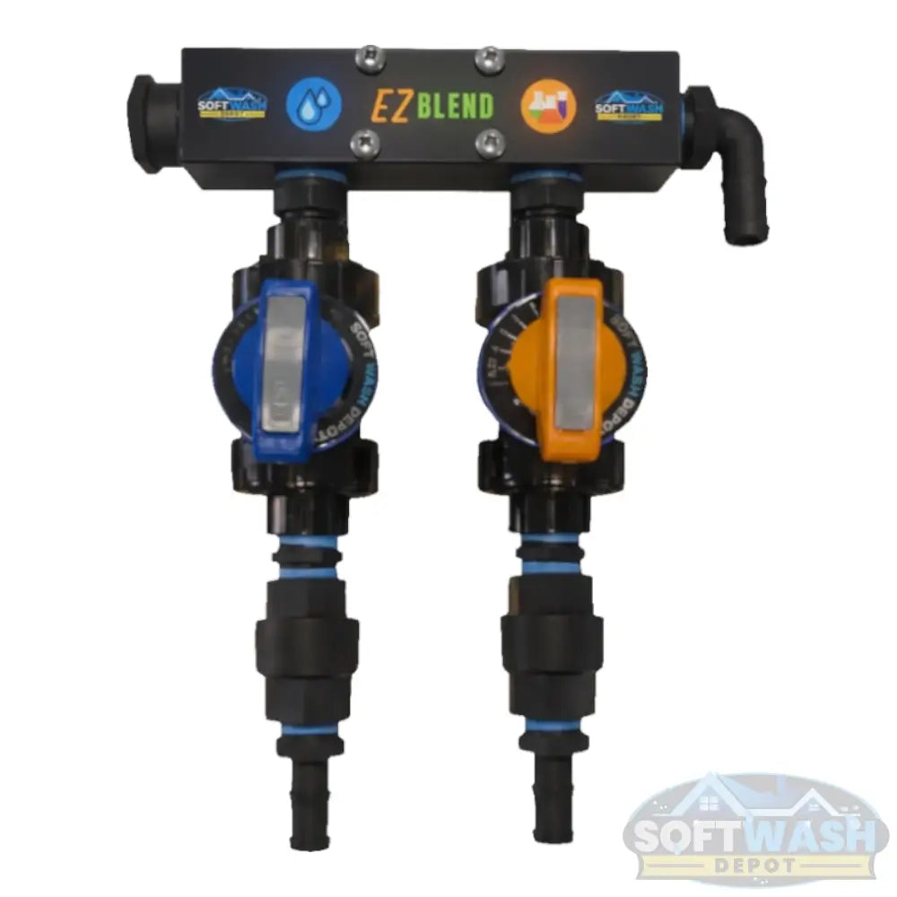 SWD EZ Blend Precision Flow Soft Wash Mixing Proportioner - 2-valve system for accurate chemical and water ratio control in soft washing setups, mounted on aluminum skid. - Soft Wash Depot