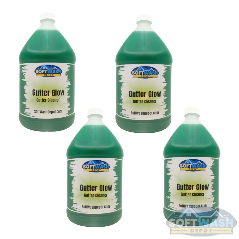 SWD Gutter Glow premium gutter cleaner and oxidation remover in 1-gallon jug (4 Pack Case), professional solution for restoring gutter brightness and removing surface stains - Soft Wash Depot.