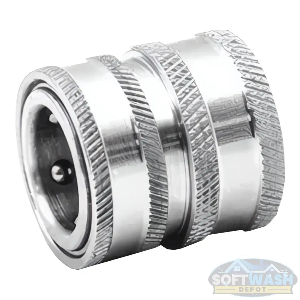 SWD stainless steel garden hose coupler with 6-ball locking design for secure and leak-free quick connections - Soft Wash Depot.