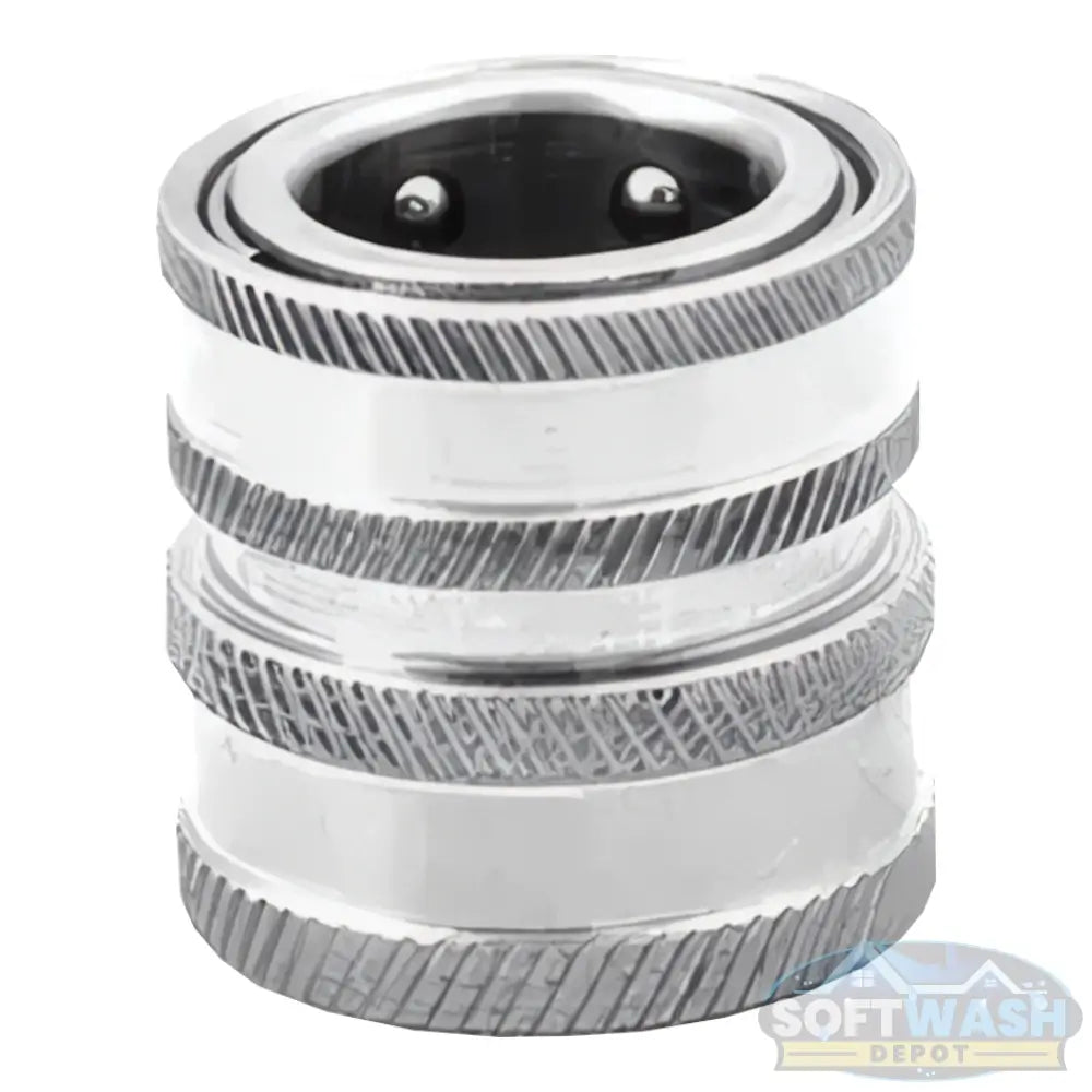 SWD stainless steel garden hose coupler with 6-ball locking design for secure and leak-free quick connections - Soft Wash Depot.