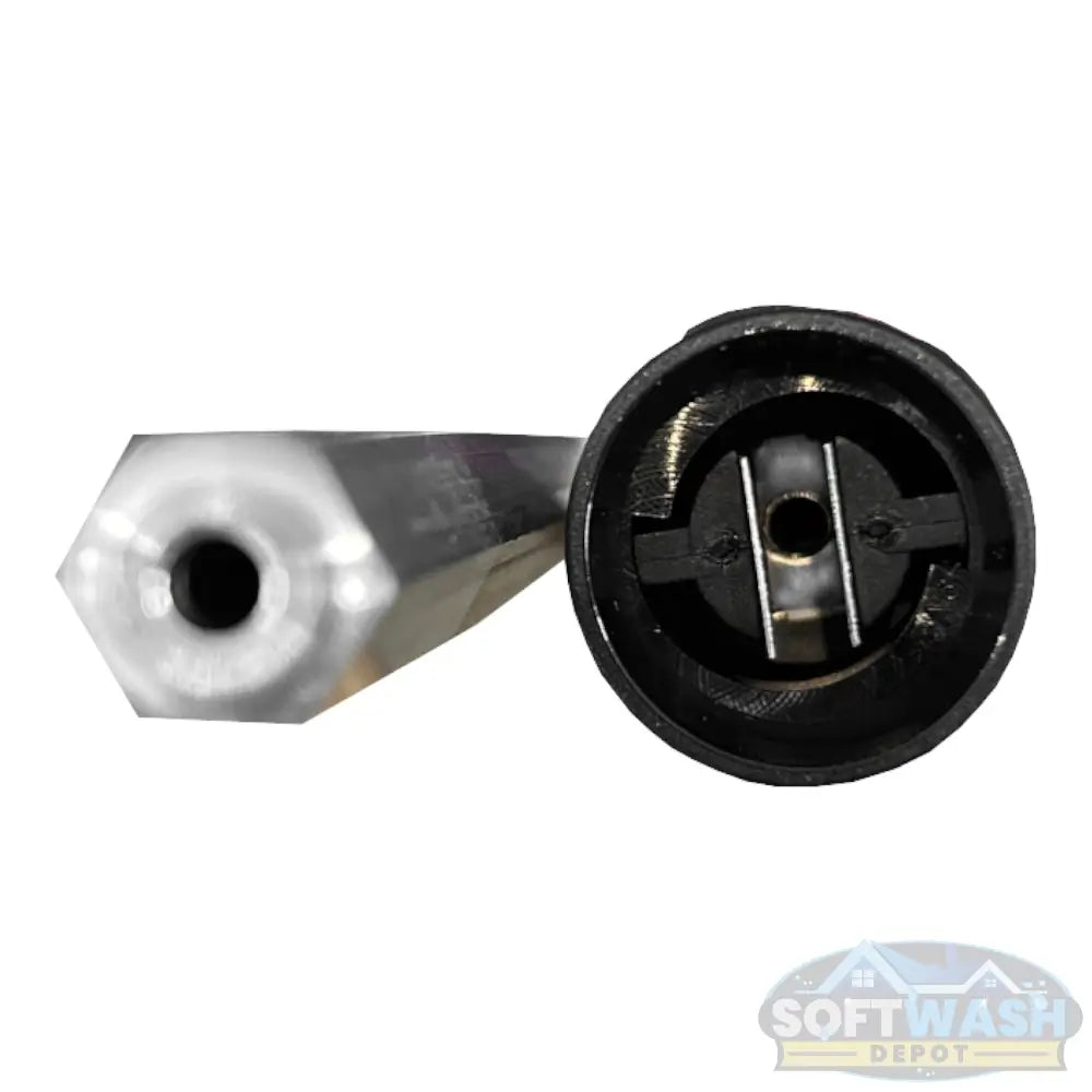 Stainless steel soft wash twist nozzle with Davis shooter tip for 4–12 GPM systems. - Soft Wash Depot