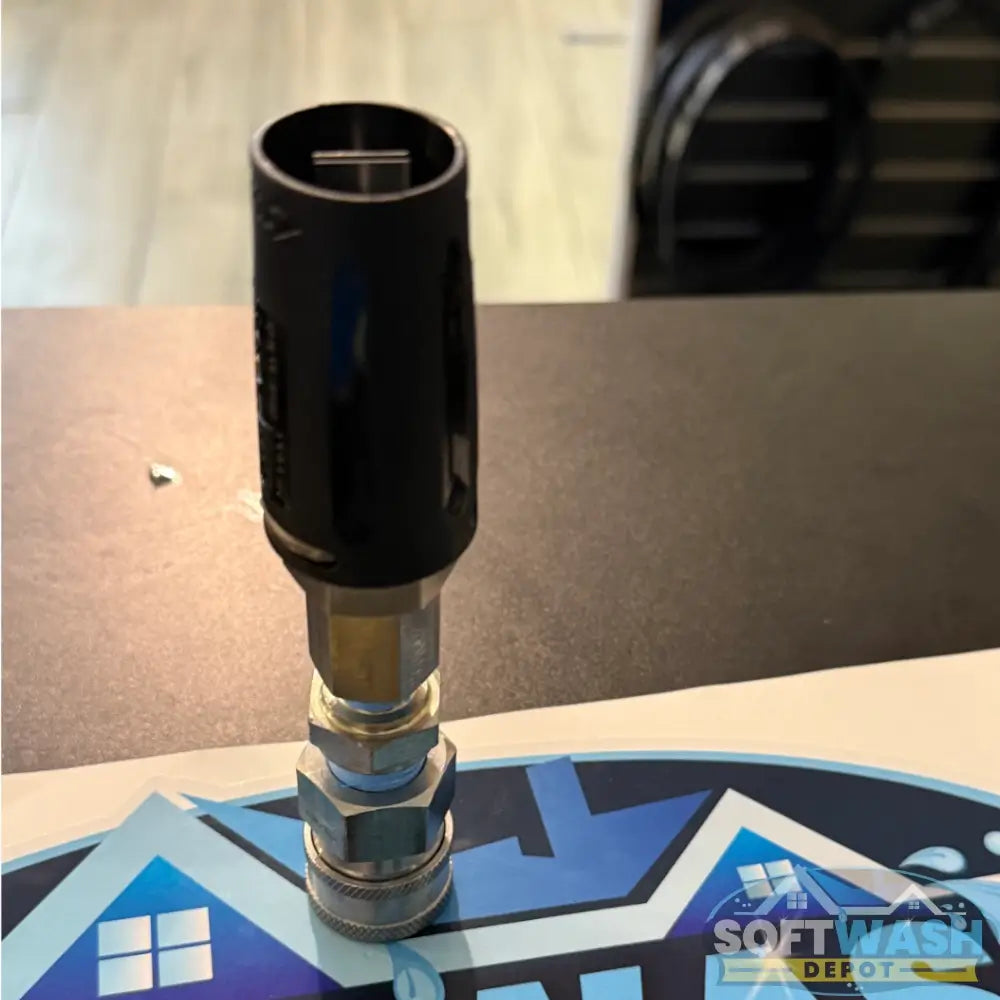 SWD stainless twist nozzle with 3/8" quick connect for ball valve. - Soft Wash Depot