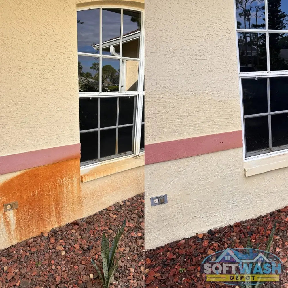 SWD Un-Rustable Rust Remover - professional-grade rust and stain remover solution by Soft Wash Depot - powerful formula for removing rust from concrete, siding, and metal surfaces.